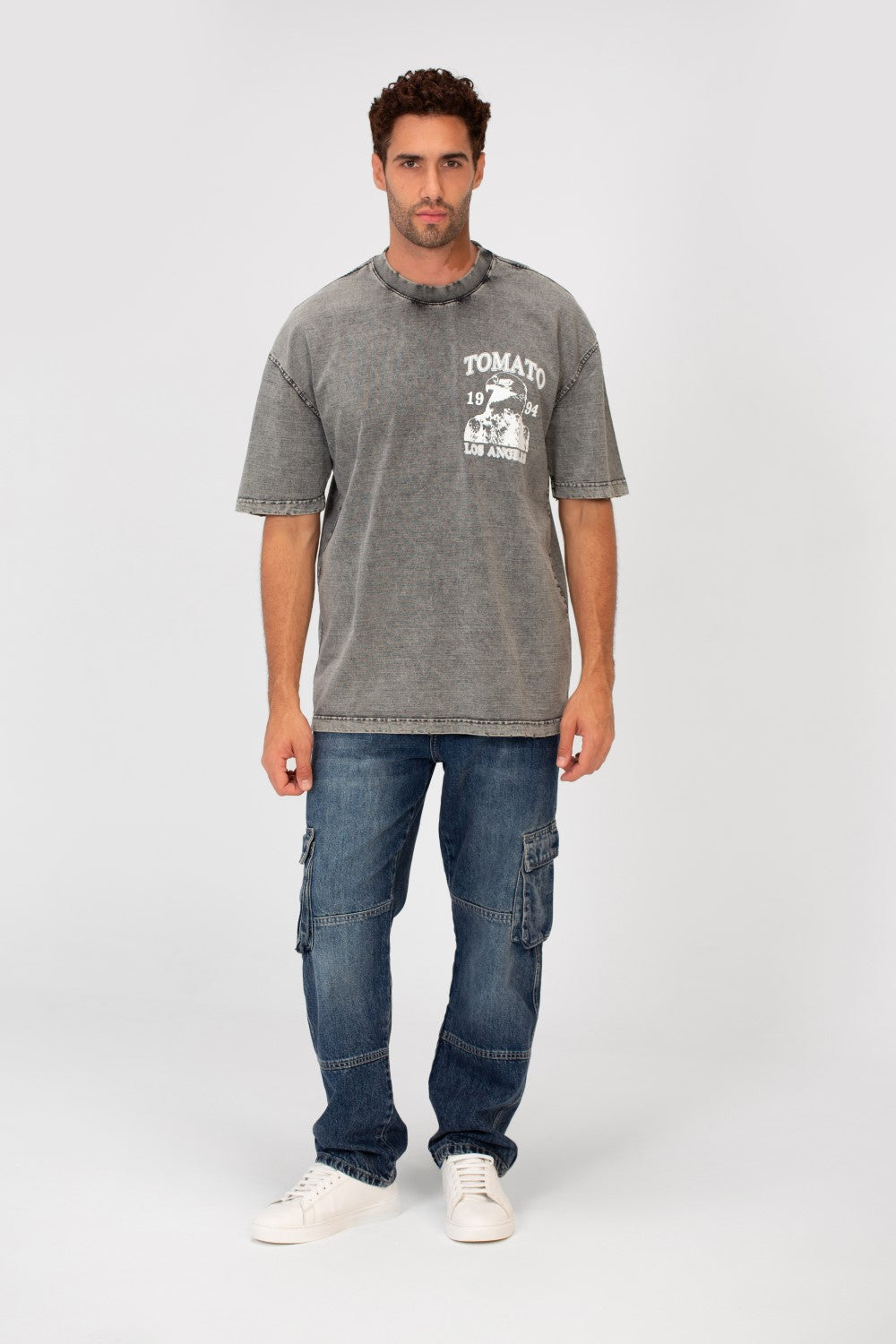 Men's Bolivar Oversized Tomato Print Short Sleeves Crew Neck T-shirt