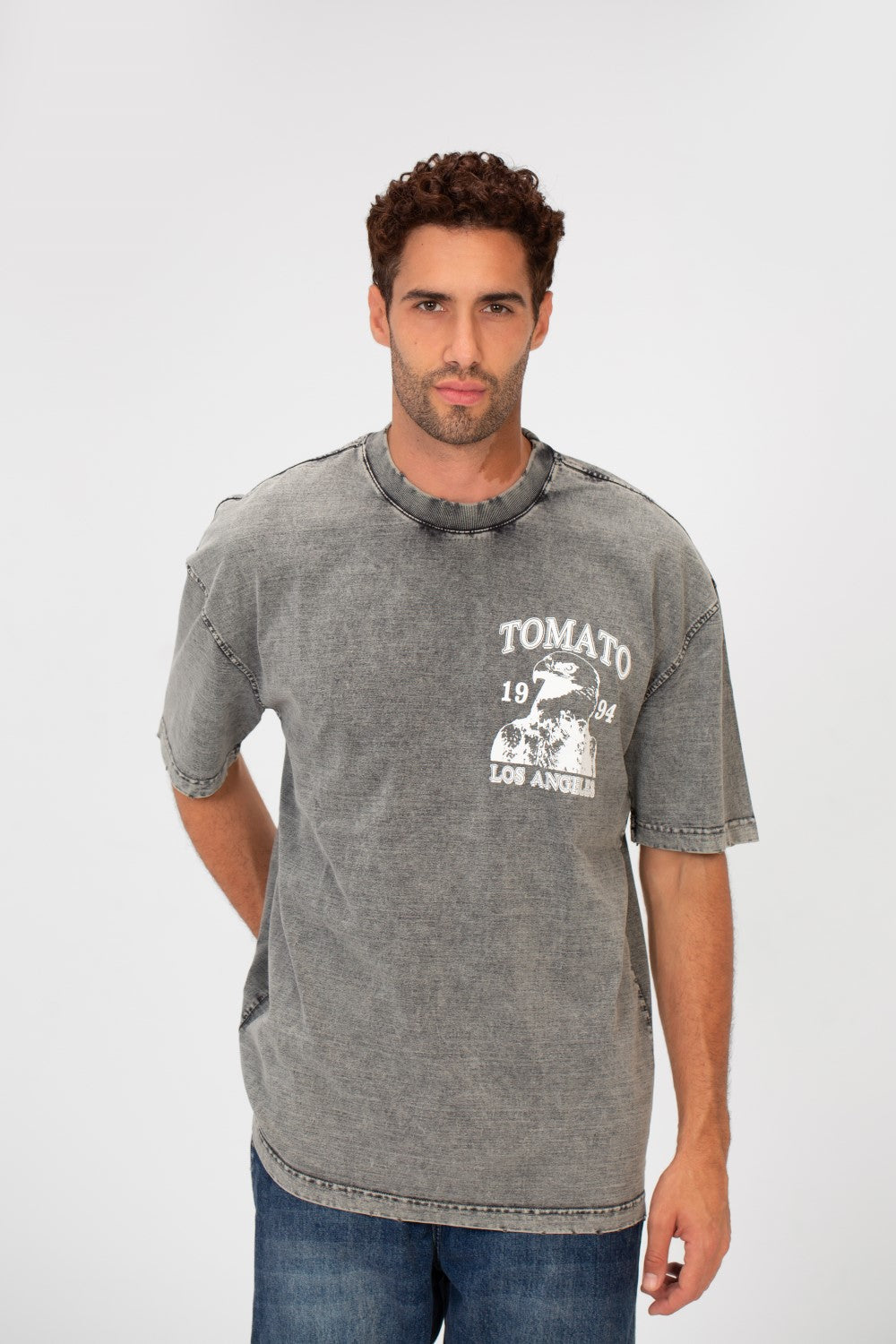 Men's Bolivar Oversized Tomato Print Short Sleeves Crew Neck T-shirt