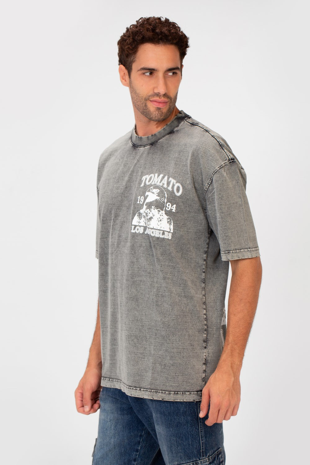 Men's Bolivar Oversized Tomato Print Short Sleeves Crew Neck T-shirt