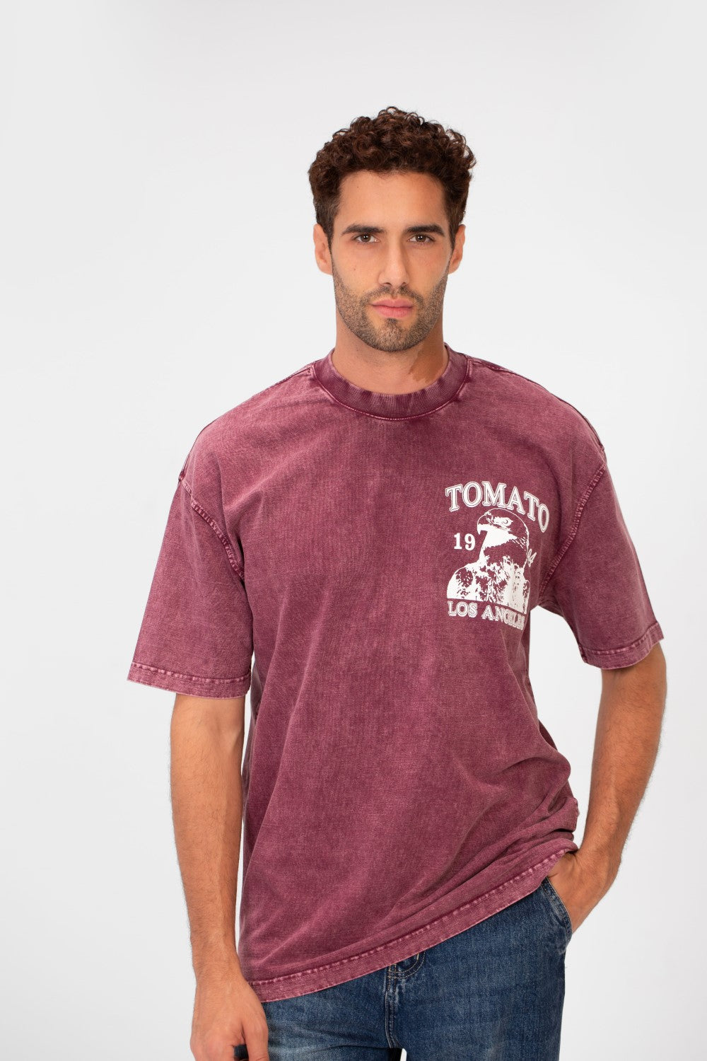 Men's Bolivar Oversized Tomato Print Short Sleeves Crew Neck T-shirt