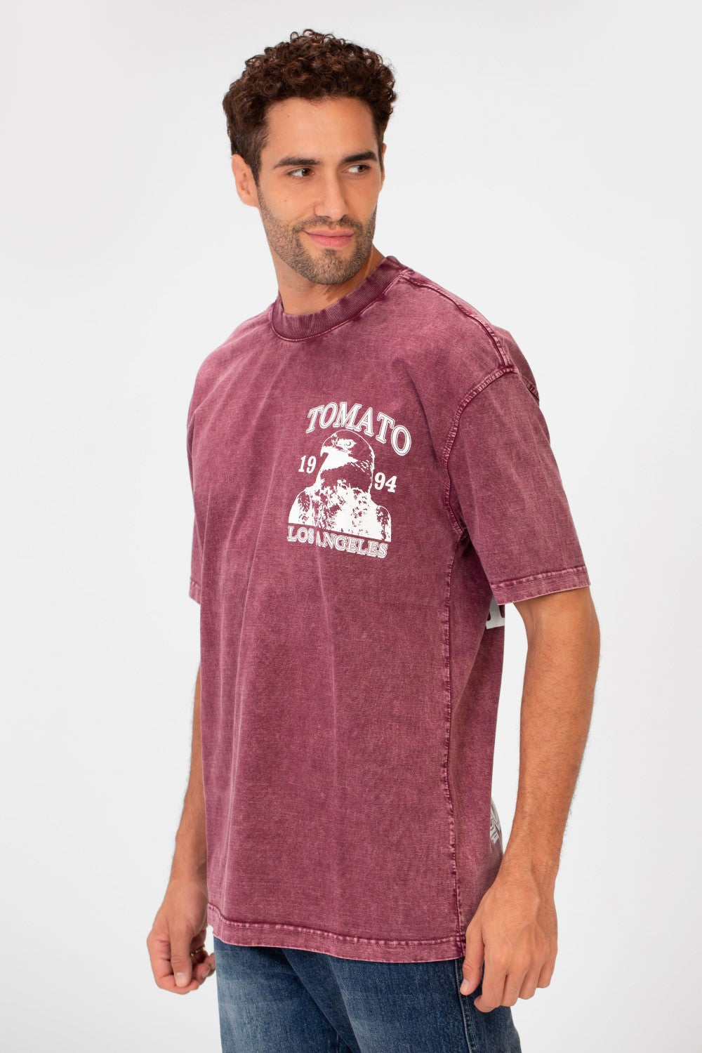 Men's Bolivar Oversized Tomato Print Short Sleeves Crew Neck T-shirt