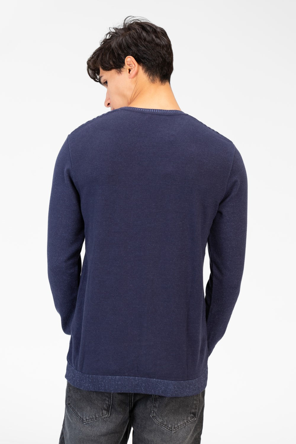 Men's Round Neck Jakar Pullover In Cotton Material