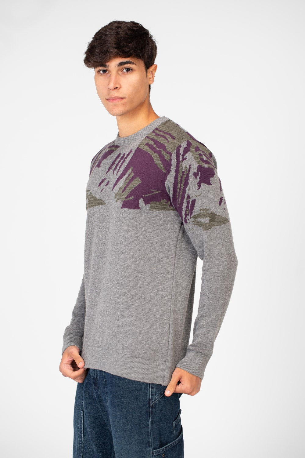 Men's Jakar Printed Crew Neck Pullover Sweater