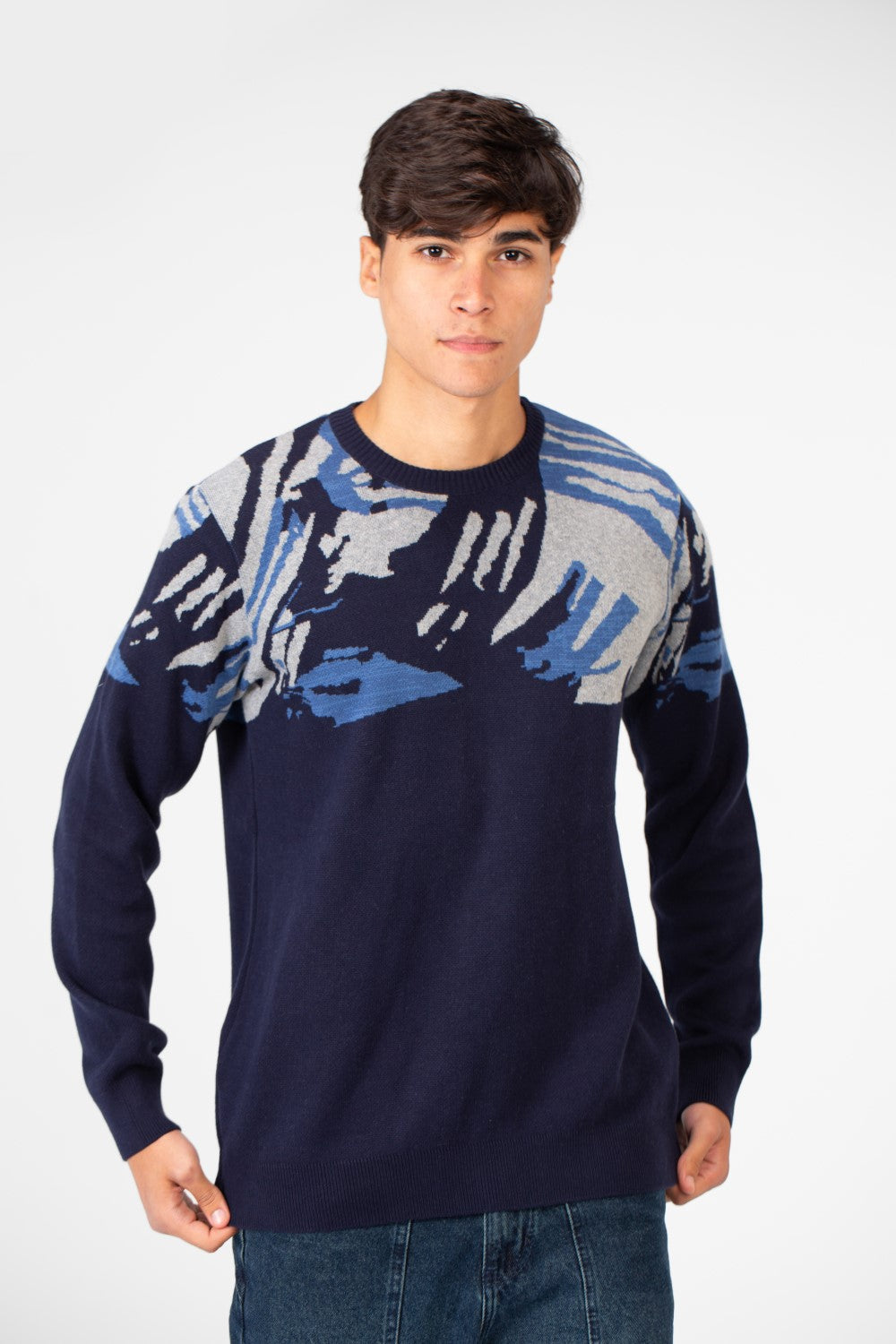 Men's Jakar Printed Crew Neck Pullover Sweater
