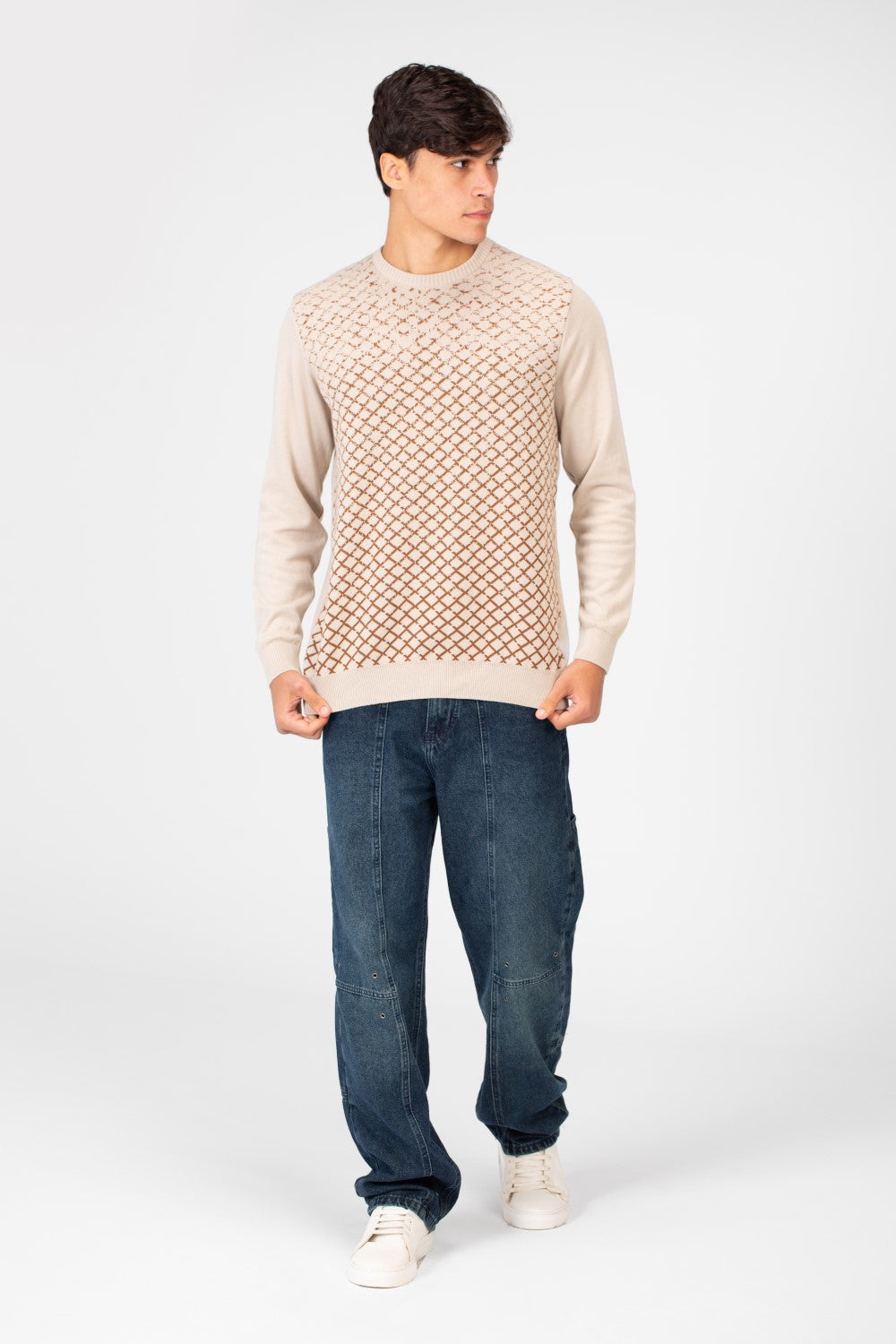 Men's Jakar Sweater Pullover With Round Neck And Sleeves