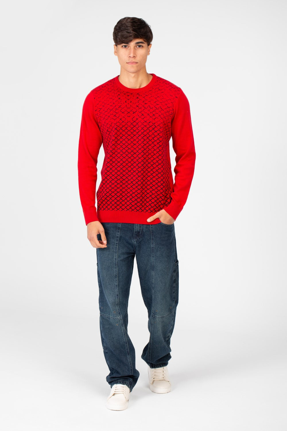 Men's Jakar Sweater Pullover With Round Neck And Sleeves