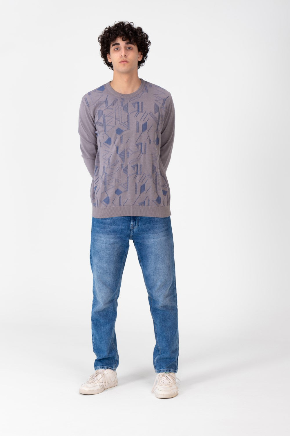 Men's Jakar Printed Pullover With Crew Neck And Long Sleeves