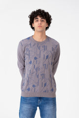 Men's Jakar Printed Pullover With Crew Neck And Long Sleeves