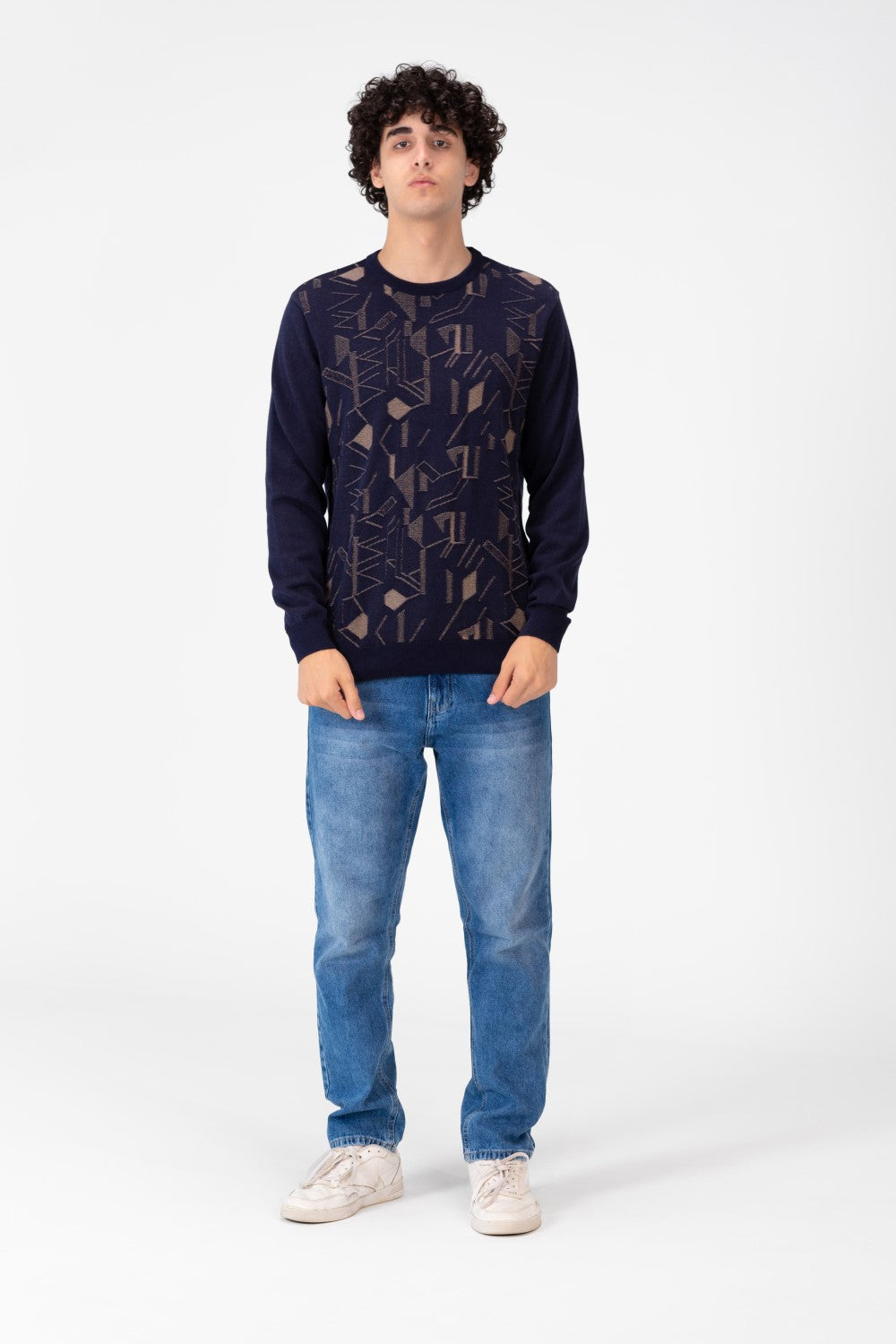 Men's Jakar Printed Pullover With Crew Neck And Long Sleeves