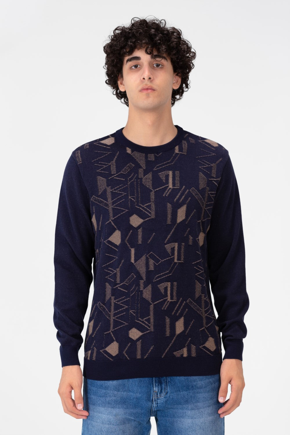 Men's Jakar Printed Pullover With Crew Neck And Long Sleeves