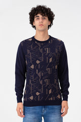 Men's Jakar Printed Pullover With Crew Neck And Long Sleeves