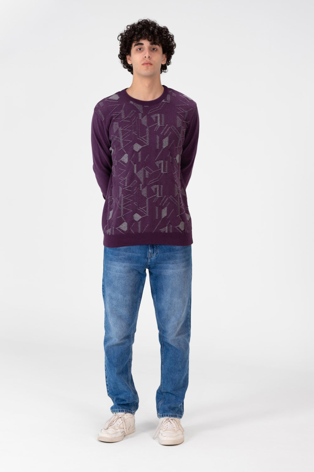 Men's Jakar Printed Pullover With Crew Neck And Long Sleeves