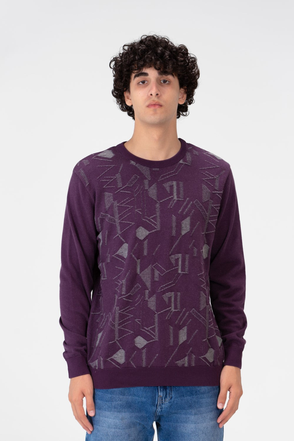 Men's Jakar Printed Pullover With Crew Neck And Long Sleeves