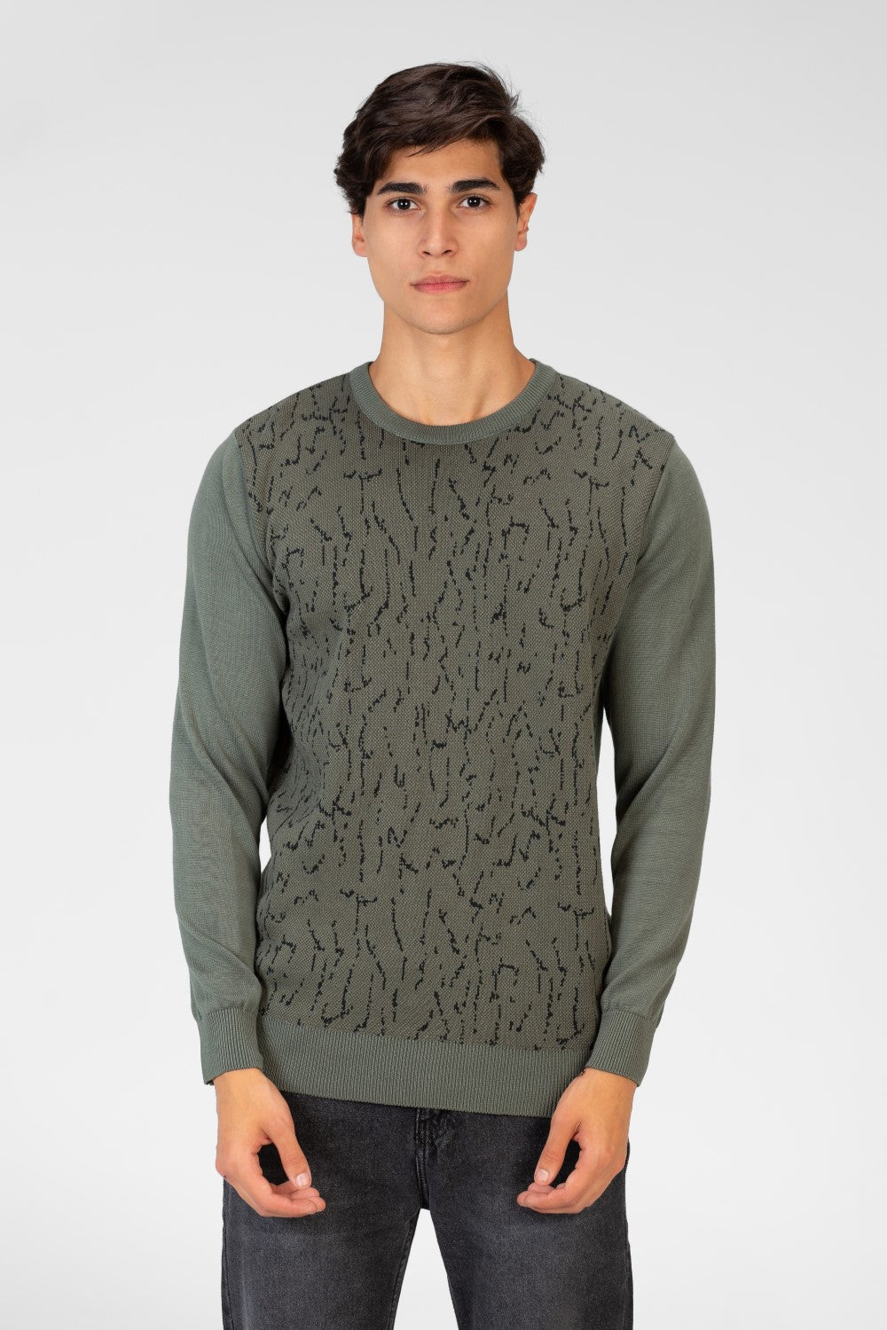 Men's Jakar Pullover With Crew Neck And Long Sleeves