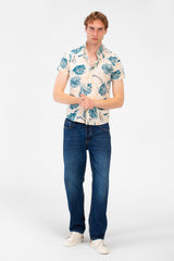 Men's Slim Fit Poplin Wooded Half Sleeve Shirt