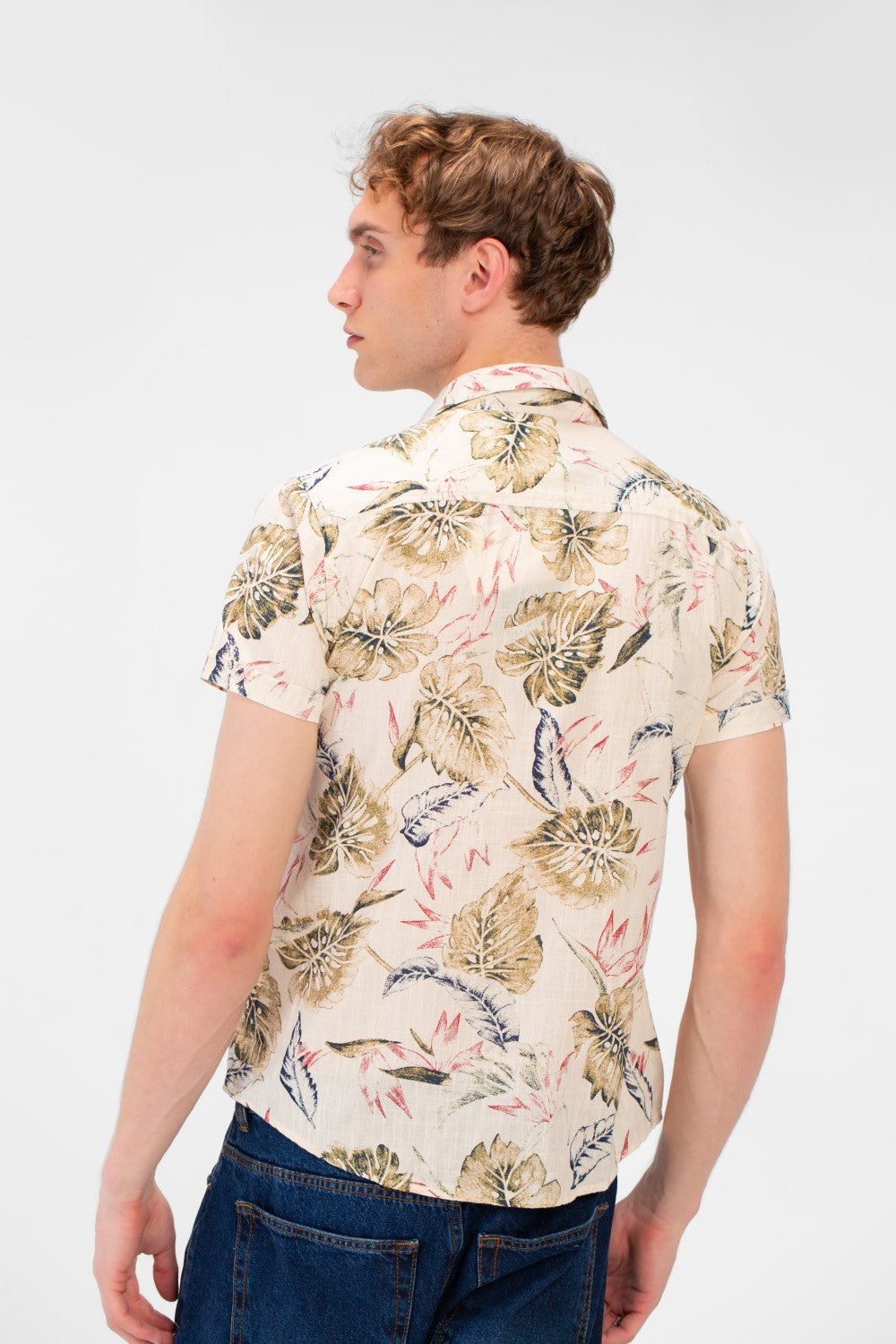 Men's Slim Fit Poplin Wooded Half Sleeve Shirt