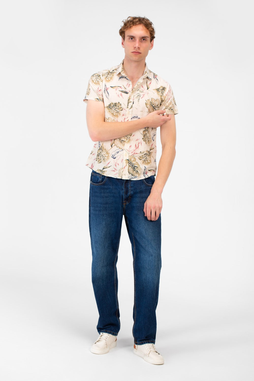 Men's Slim Fit Poplin Wooded Half Sleeve Shirt