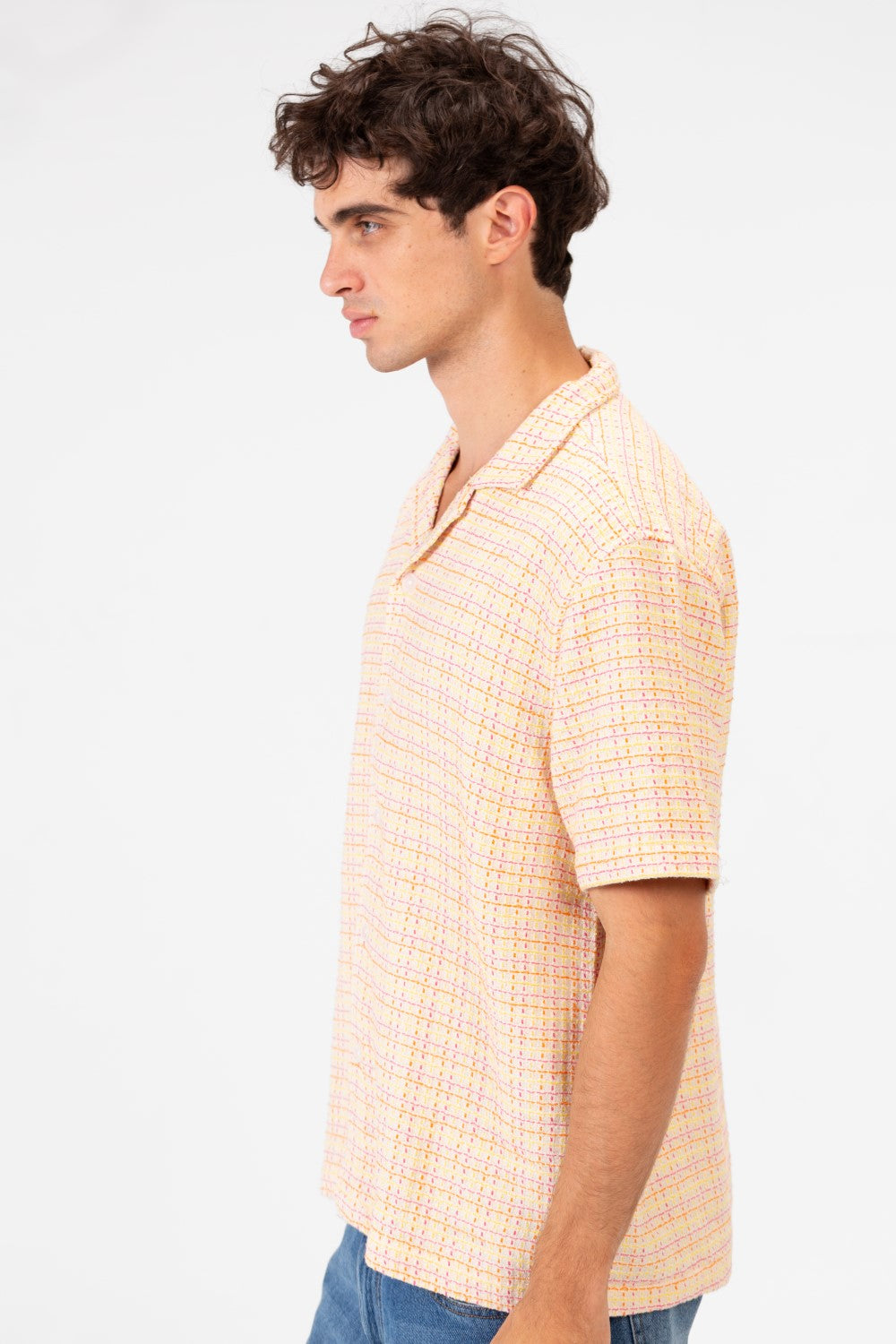 Men's Half Sleeve Dotted Slim Fit Front Button Shirt