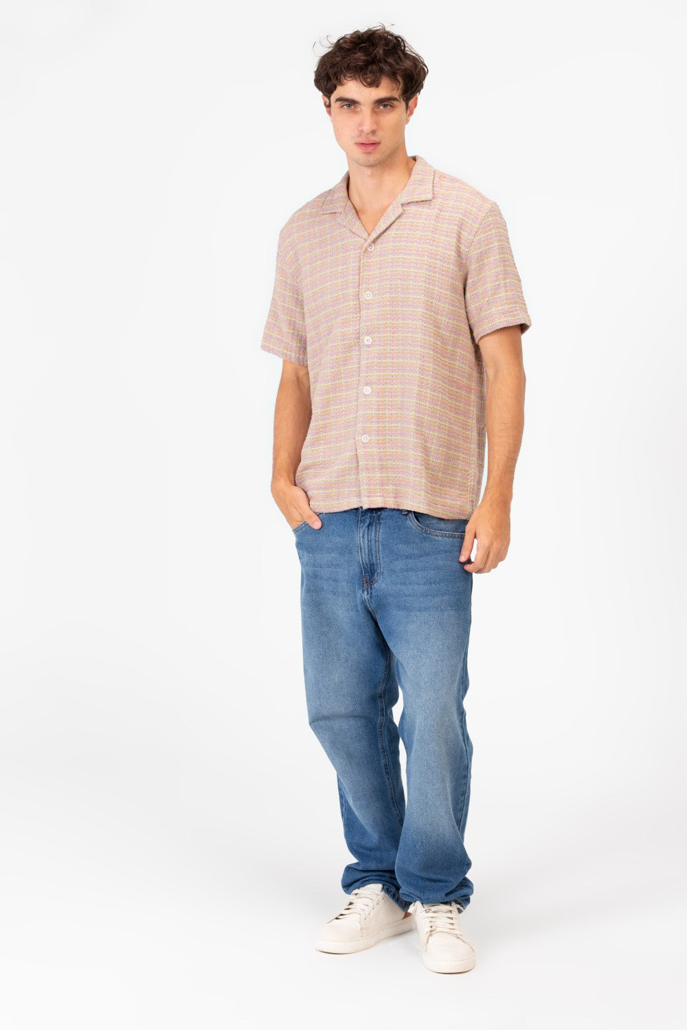 Men's Half Sleeve Dotted Slim Fit Front Button Shirt