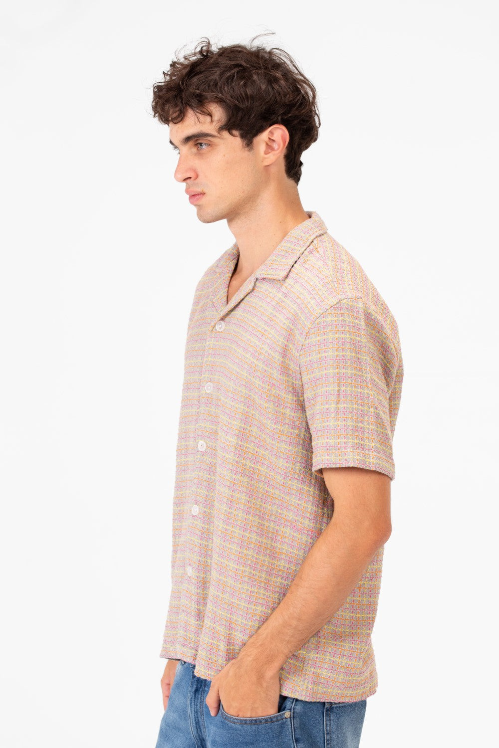 Men's Half Sleeve Dotted Slim Fit Front Button Shirt