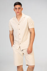 Mens Two Pieces Outfit Half Sleeved Shirt And Short Made Of Comfortable Summer Material