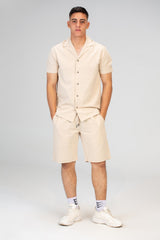 Mens Two Pieces Outfit Half Sleeved Shirt And Short Made Of Comfortable Summer Material