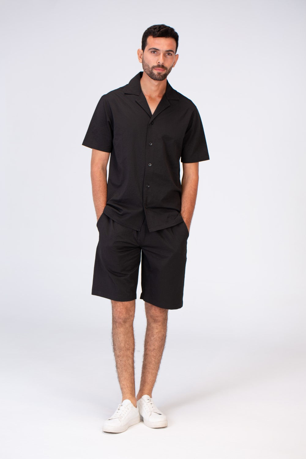 Mens Two Pieces Outfit Half Sleeved Shirt And Short Made Of Comfortable Summer Material