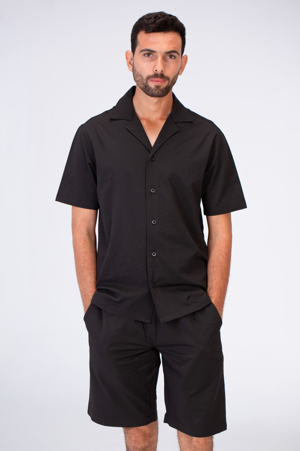 Mens Two Pieces Outfit Half Sleeved Shirt And Short Made Of Comfortable Summer Material