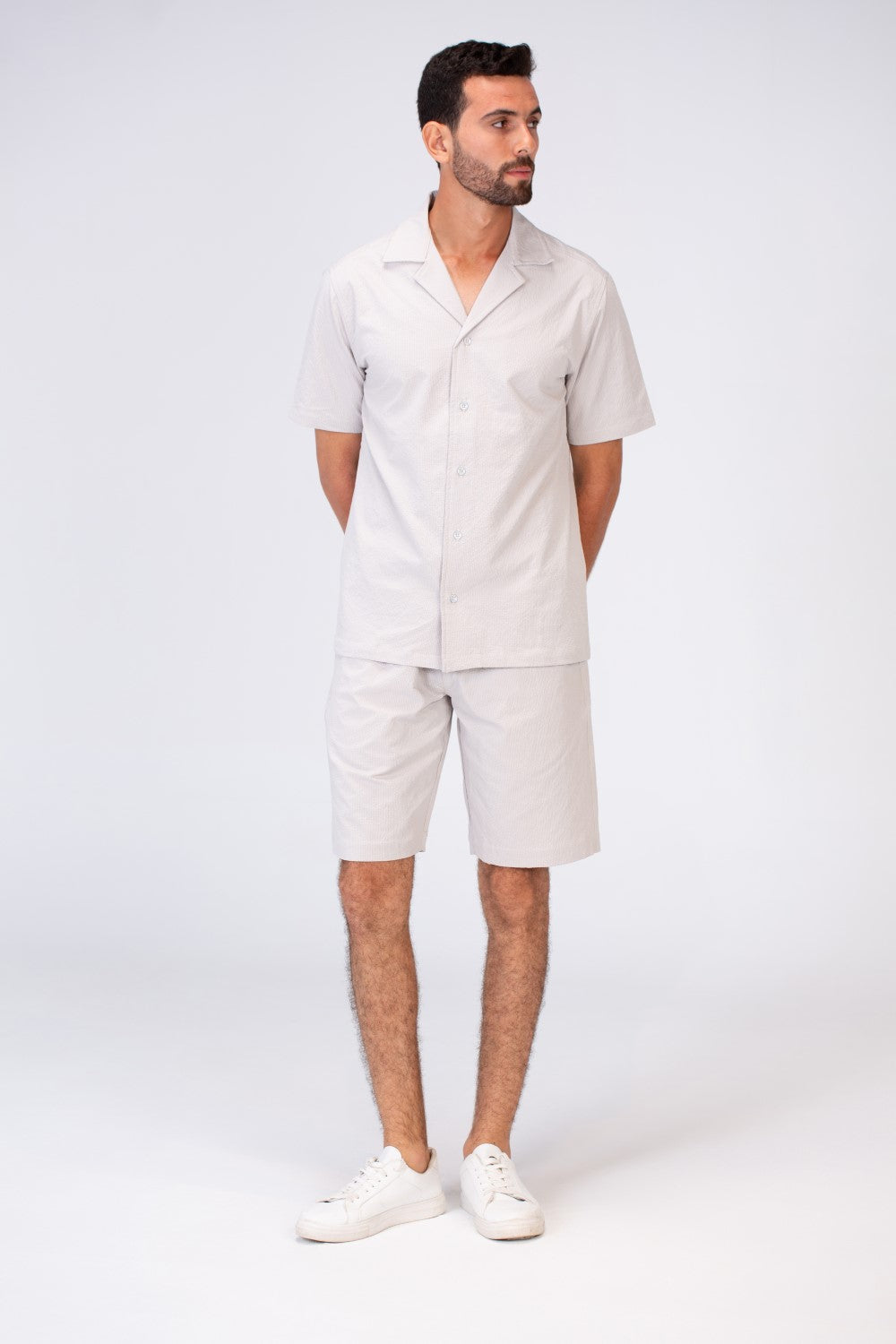 Mens Two Pieces Outfit Half Sleeved Shirt And Short Made Of Comfortable Summer Material