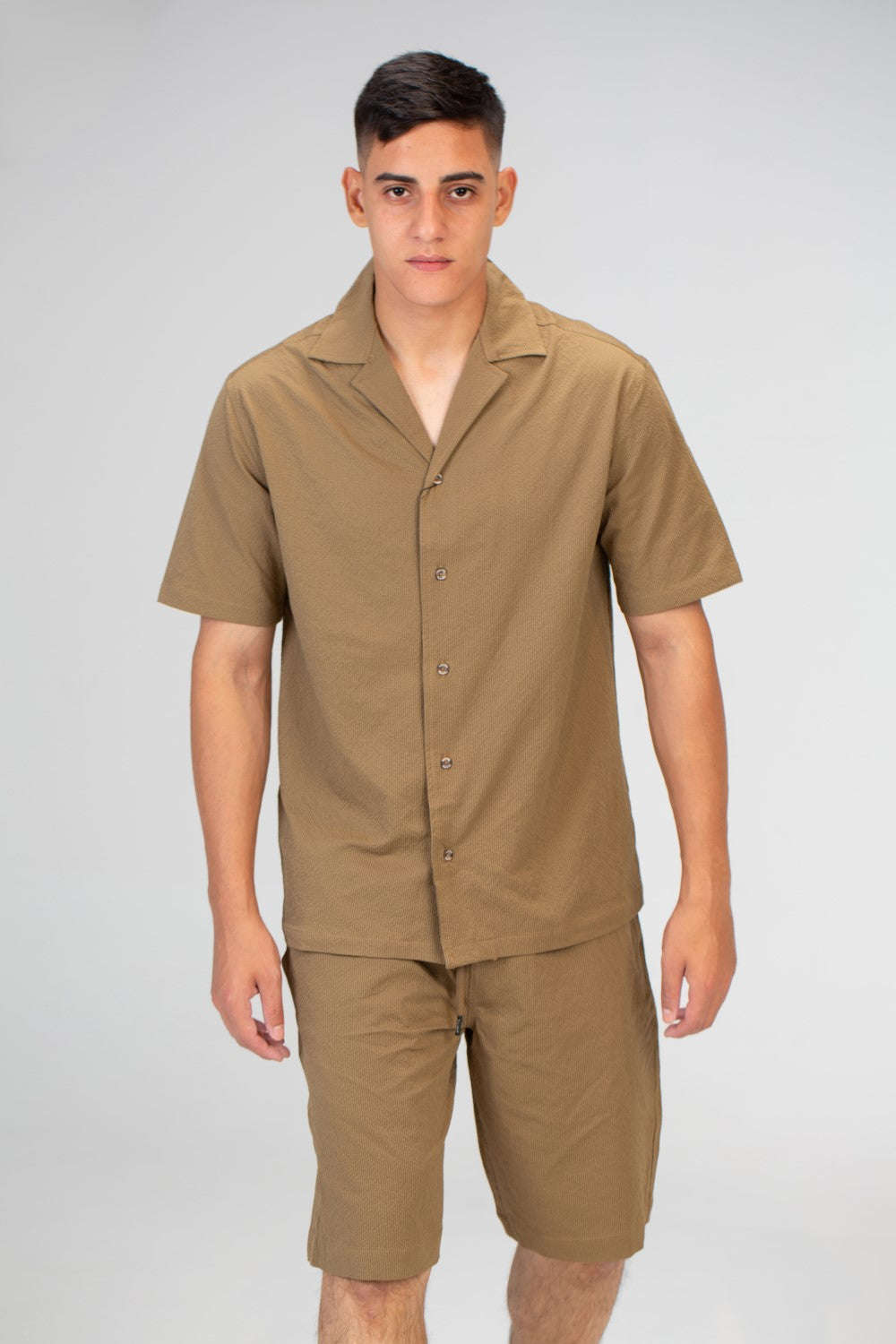 Mens Two Pieces Outfit Half Sleeved Shirt And Short Made Of Comfortable Summer Material