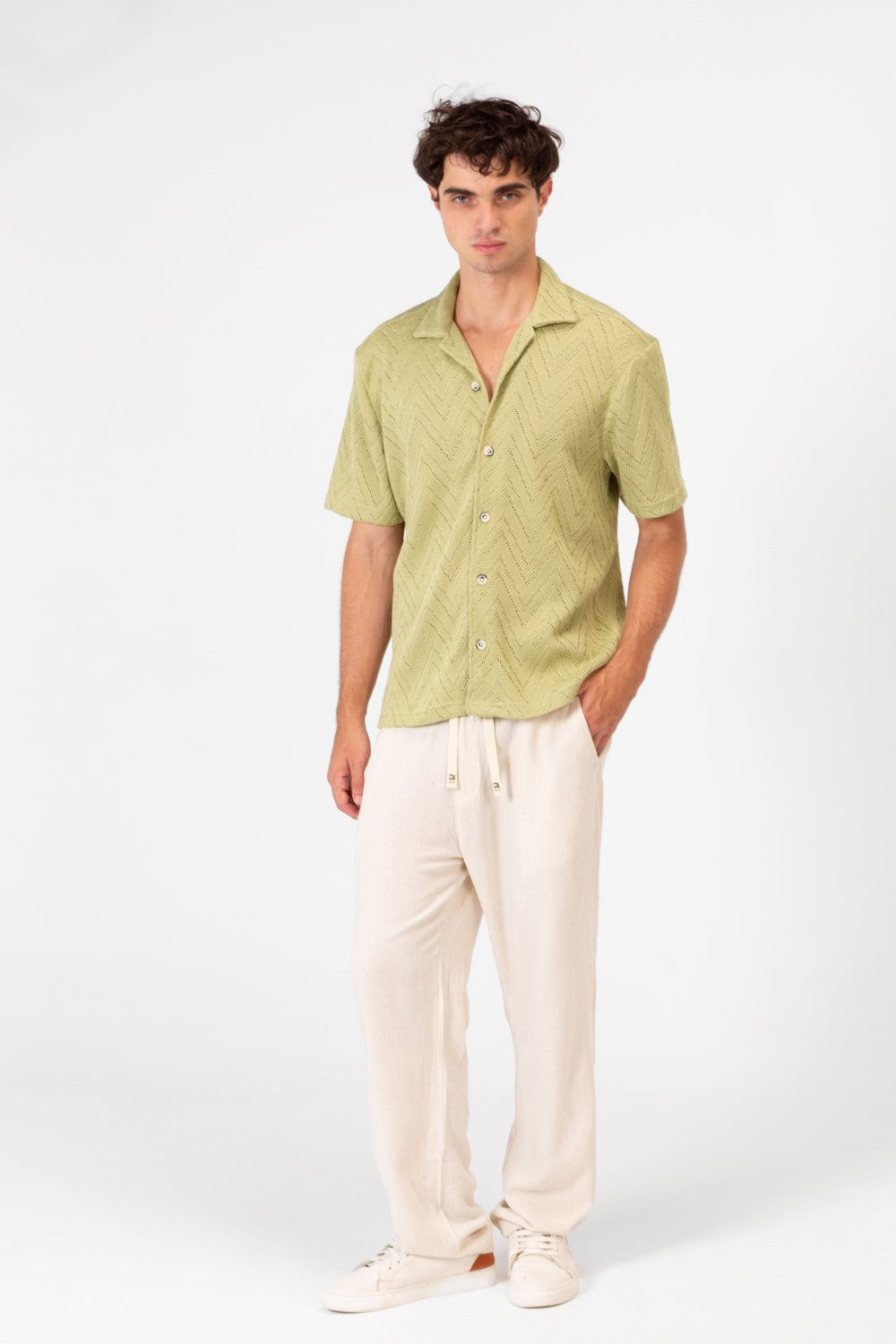 Men's Slim Fit Mesh Half Sleeve Shirt In Modern Summer Colors