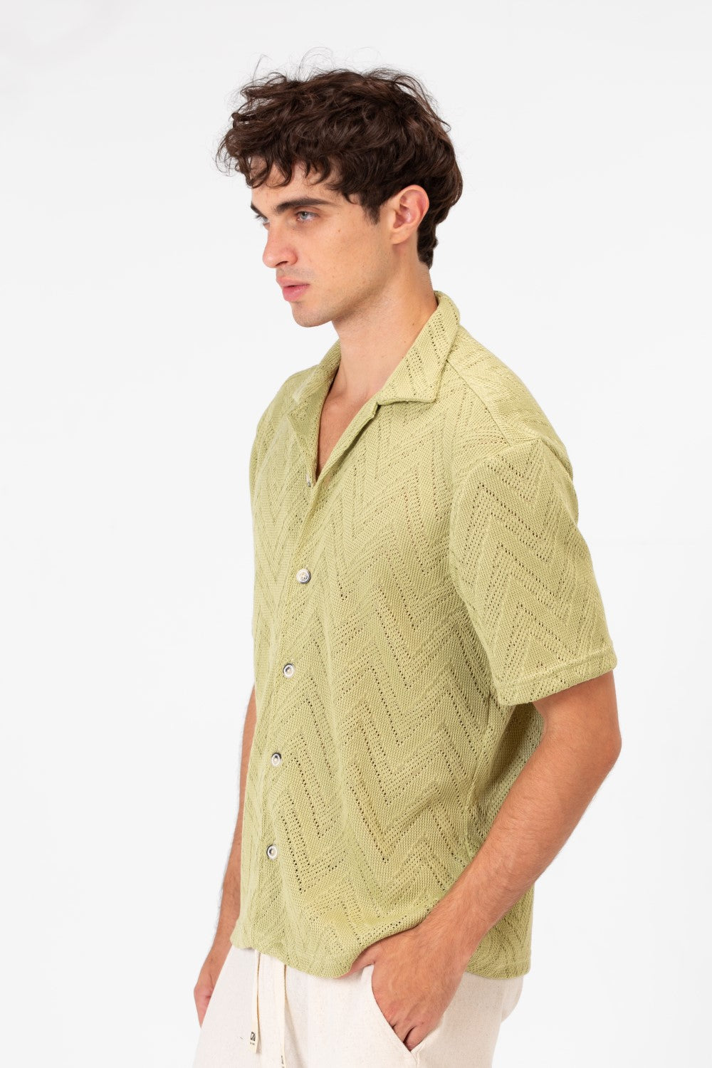 Men's Slim Fit Mesh Half Sleeve Shirt In Modern Summer Colors
