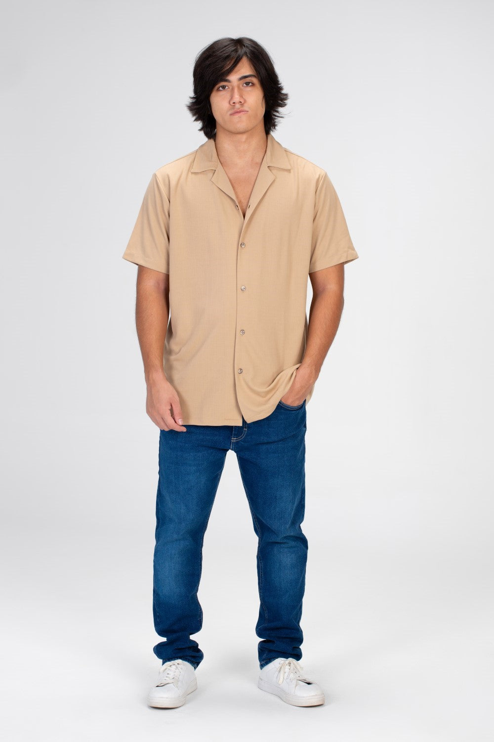 Men's Basic Slim Fit Half Sleeve Shirt Made Of Bengalin Material
