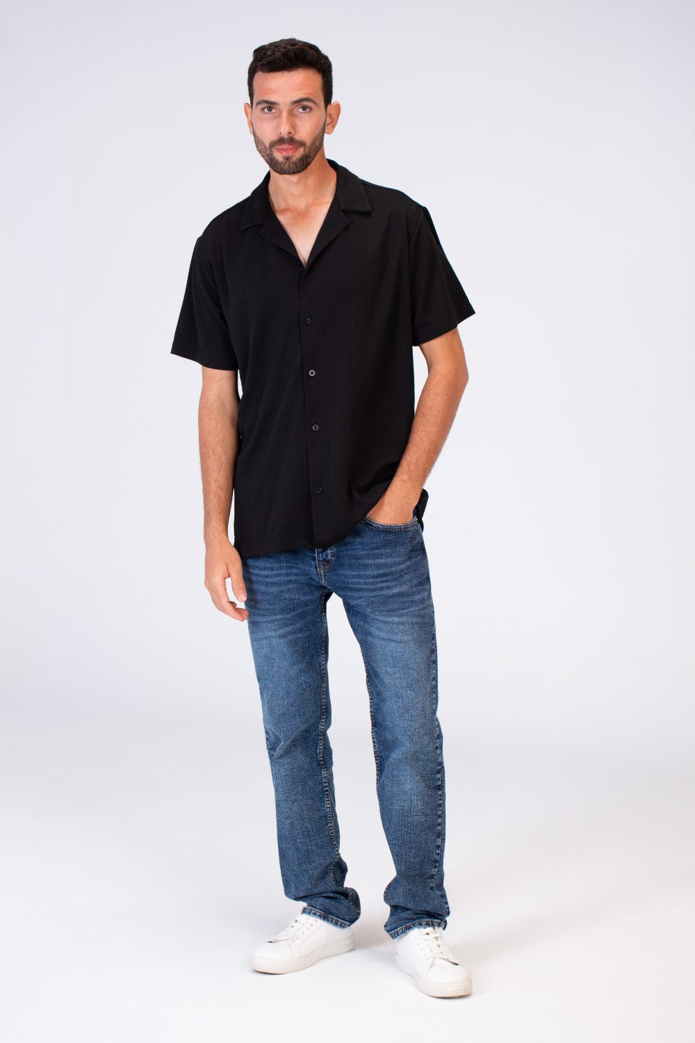 Men's Basic Slim Fit Half Sleeve Shirt Made Of Bengalin Material