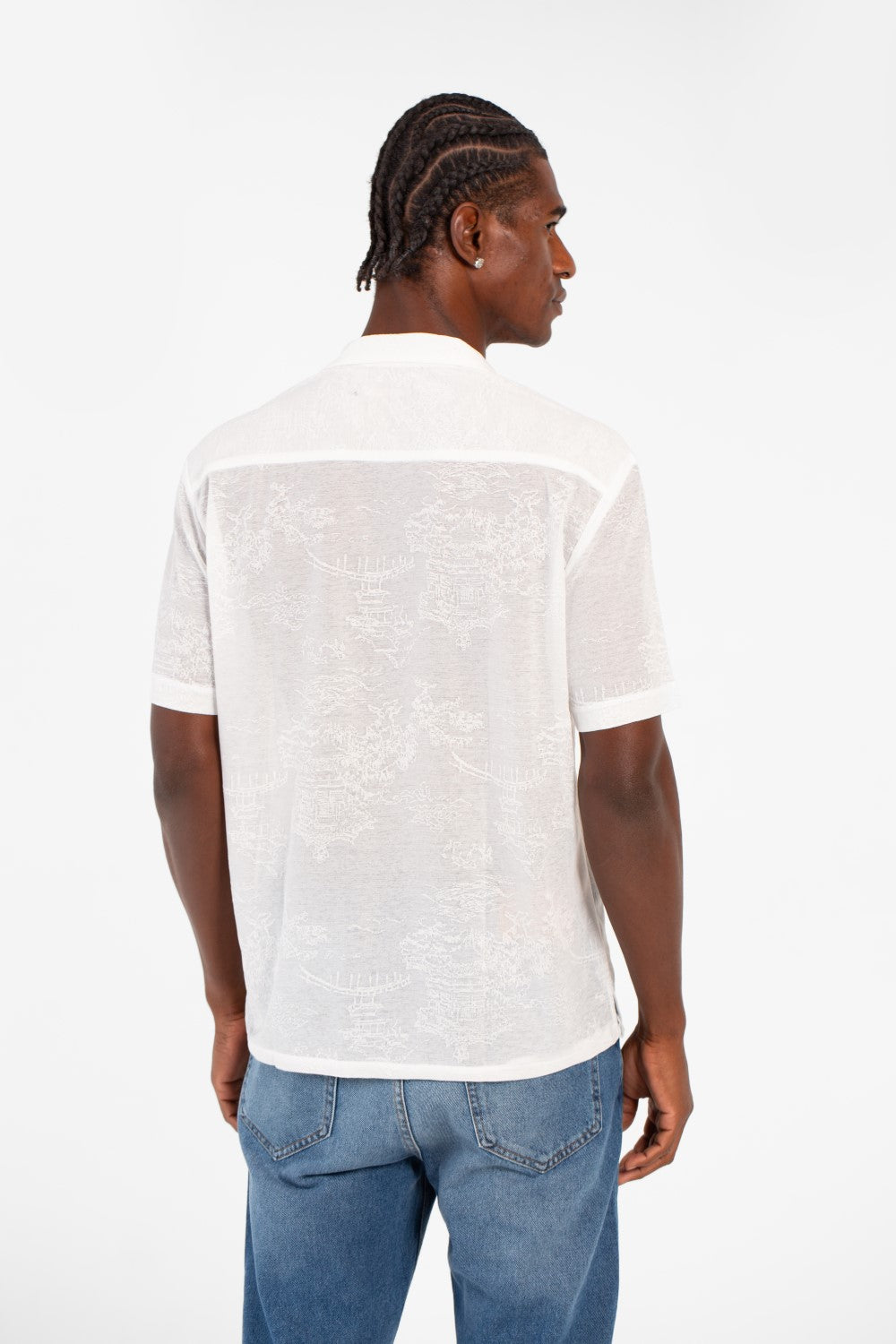 Men's Basic Slim Fit Half Sleeve Transparent Mesh Shirt