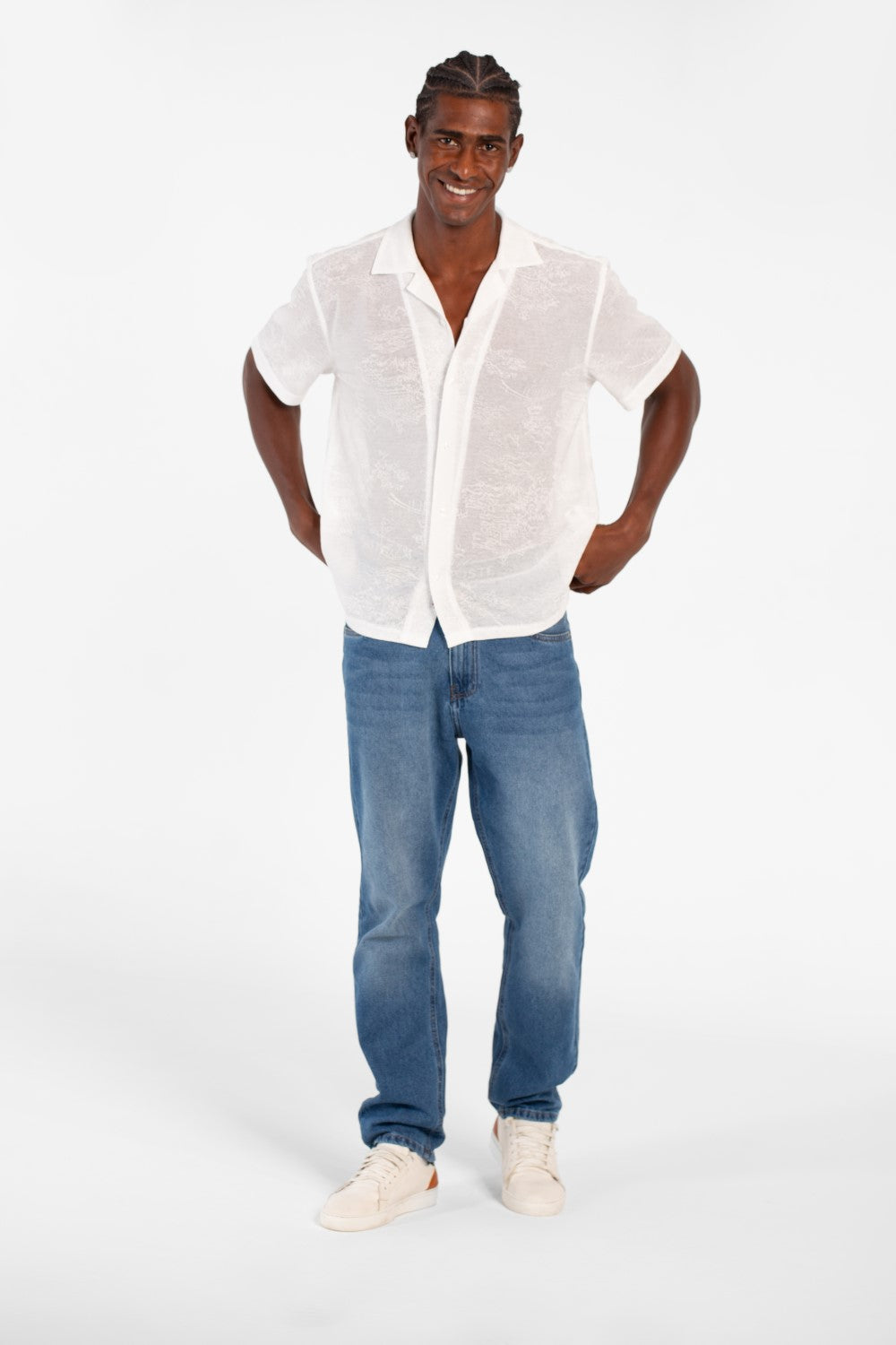 Men's Basic Slim Fit Half Sleeve Transparent Mesh Shirt