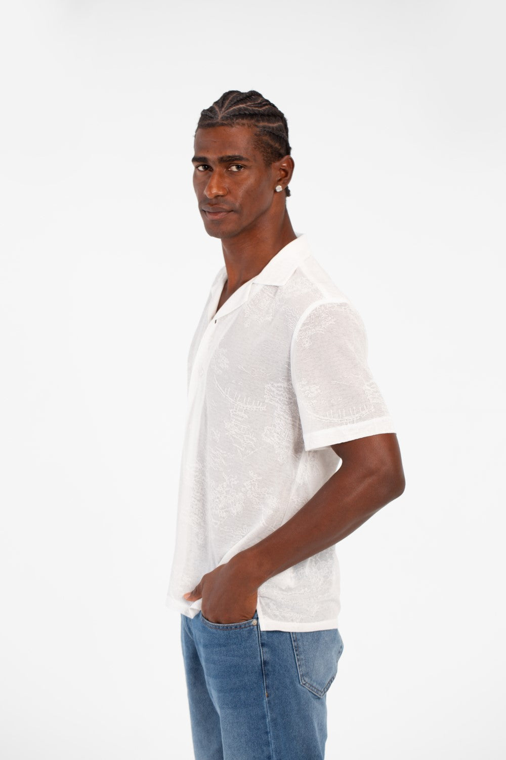 Men's Basic Slim Fit Half Sleeve Transparent Mesh Shirt