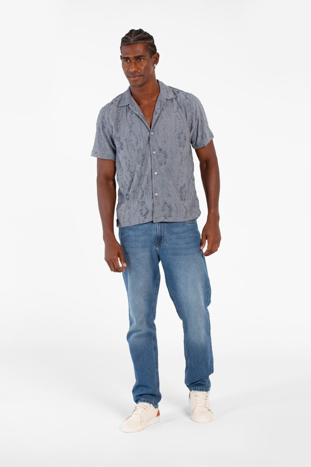 Men's Half Sleeve Jakar Shirt With Breathable Fabric In High Quality Modern Design