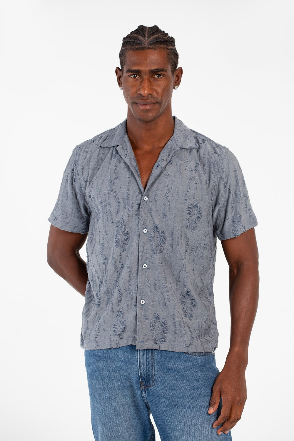 Men's Half Sleeve Jakar Shirt With Breathable Fabric In High Quality Modern Design