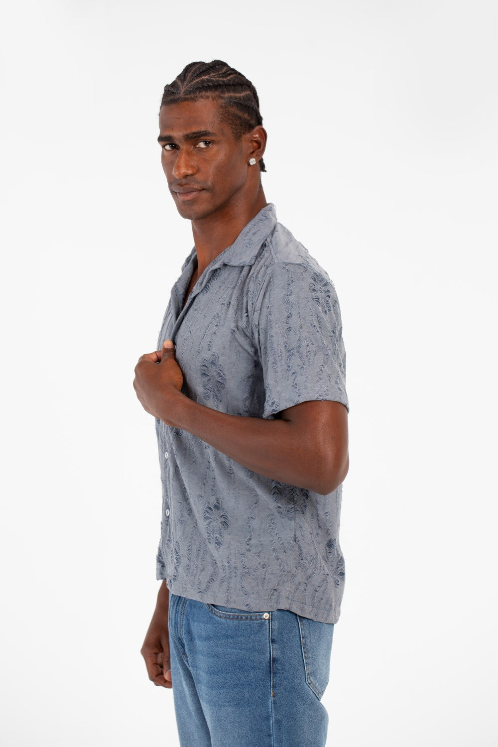 Men's Half Sleeve Jakar Shirt With Breathable Fabric In High Quality Modern Design