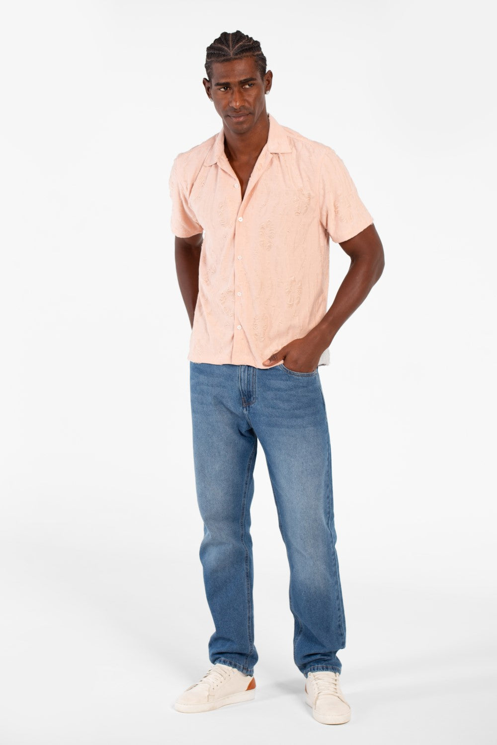 Men's Half Sleeve Jakar Shirt With Breathable Fabric In High Quality Modern Design