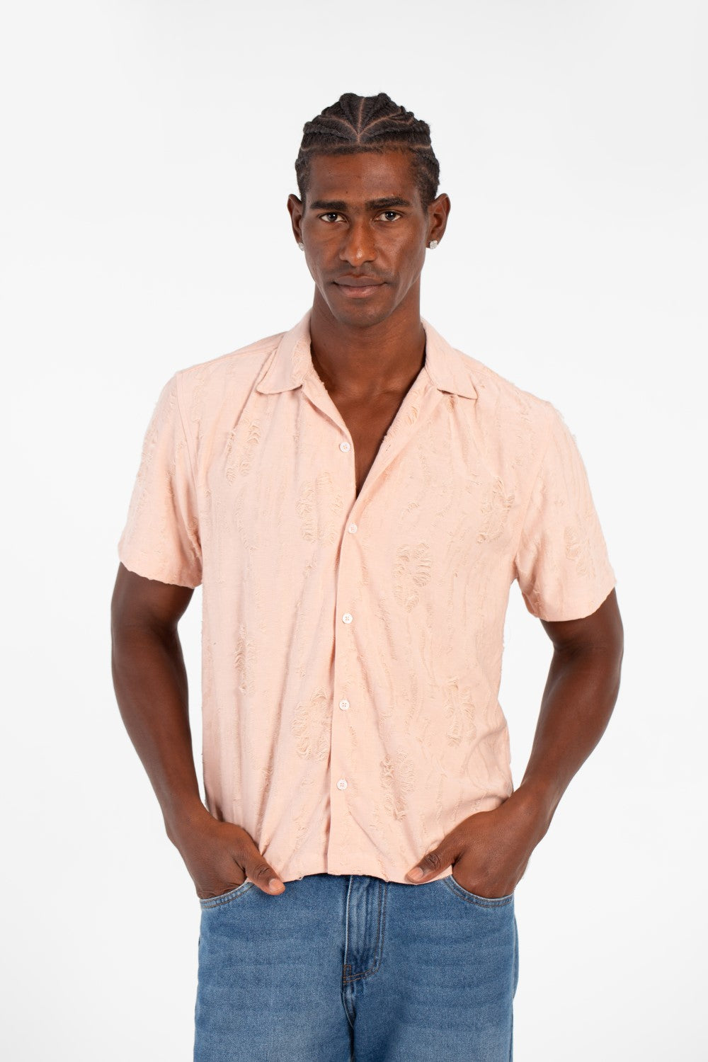Men's Half Sleeve Jakar Shirt With Breathable Fabric In High Quality Modern Design