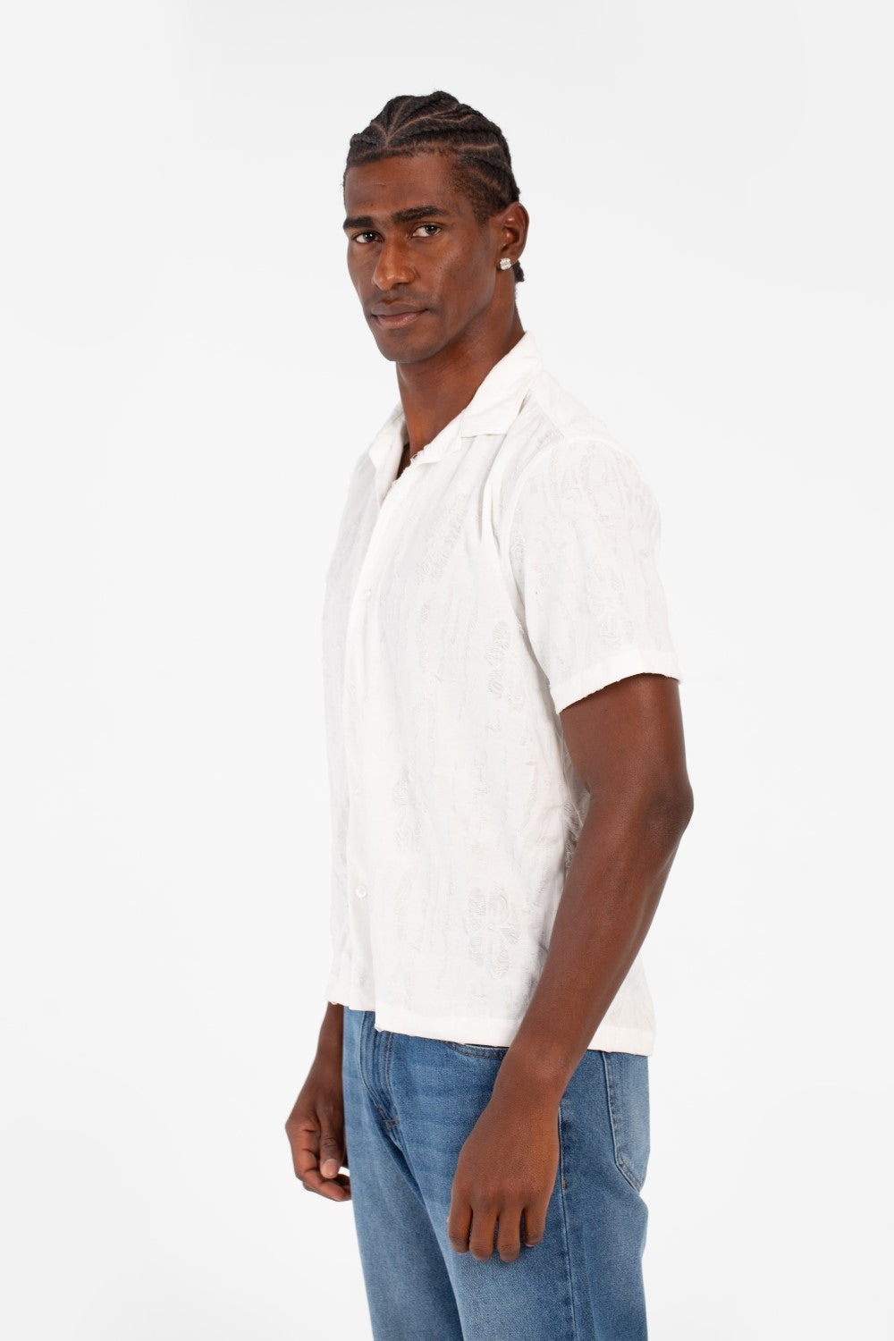 Men's Half Sleeve Jakar Shirt With Breathable Fabric In High Quality Modern Design
