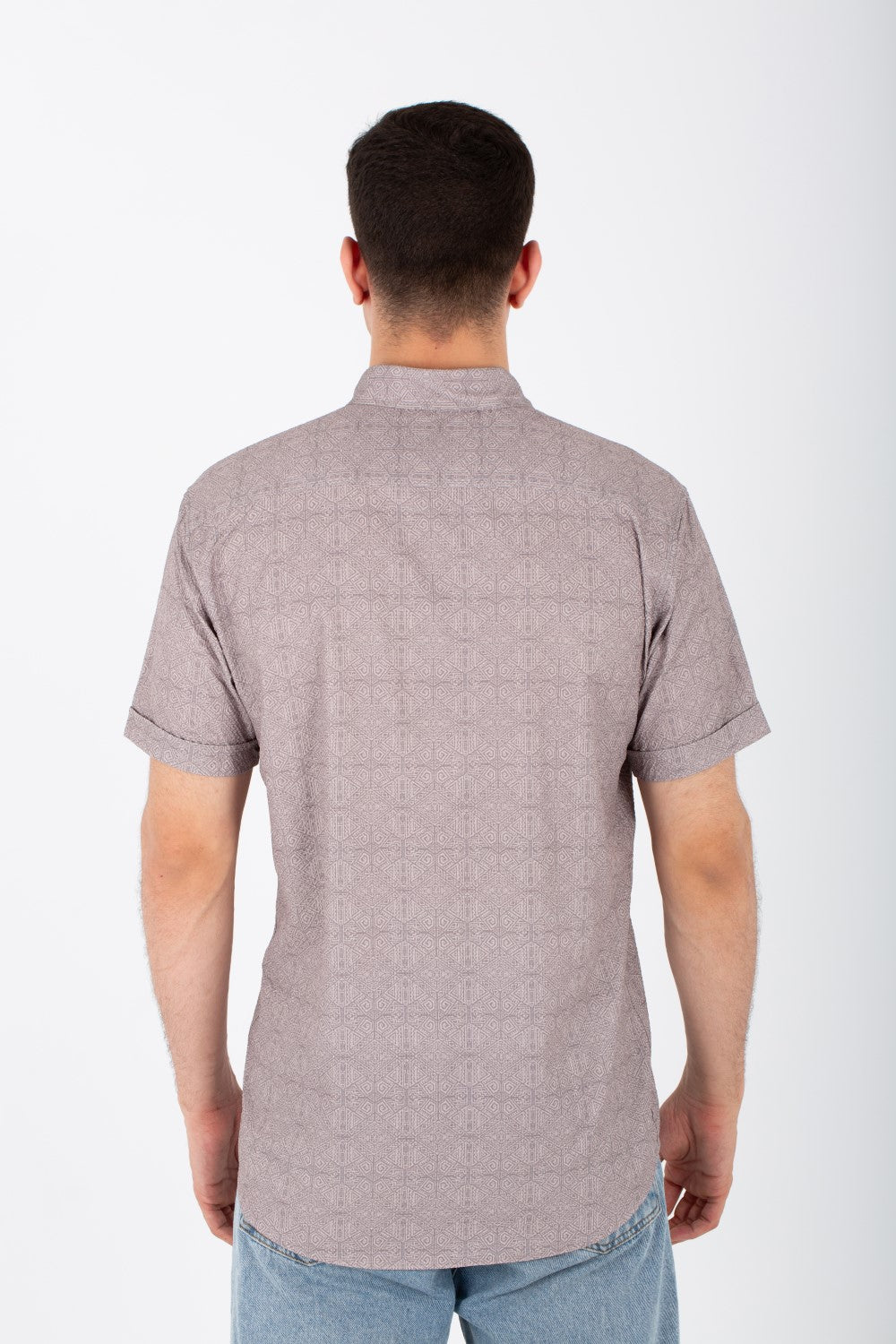 Mens Half Sleeve Jacar Slim Fit Shirt With A Unique Collar And Cut