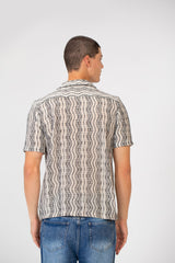 Men's Tomato Slim Fit Jakar Half Sleeve Mesh Shirt Black