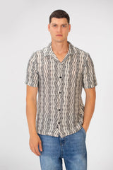 Men's Tomato Slim Fit Jakar Half Sleeve Mesh Shirt Black