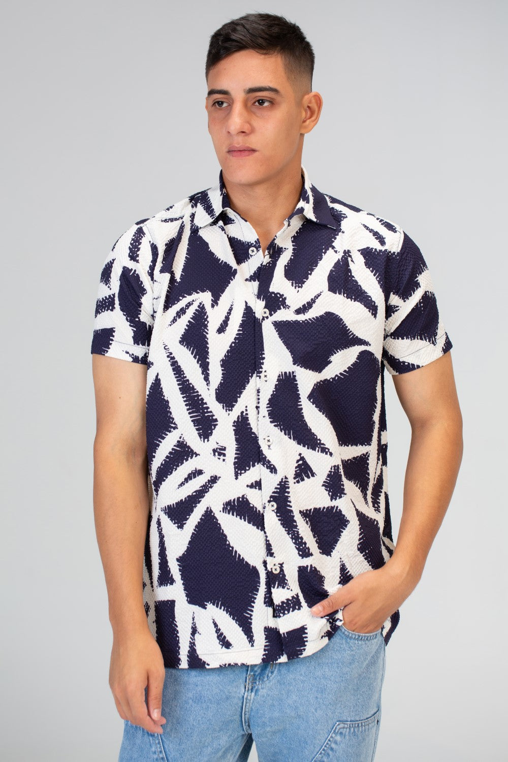 Mens Jakar Printed Half Sleeve Shirt Made Of Viscose Cotton Material