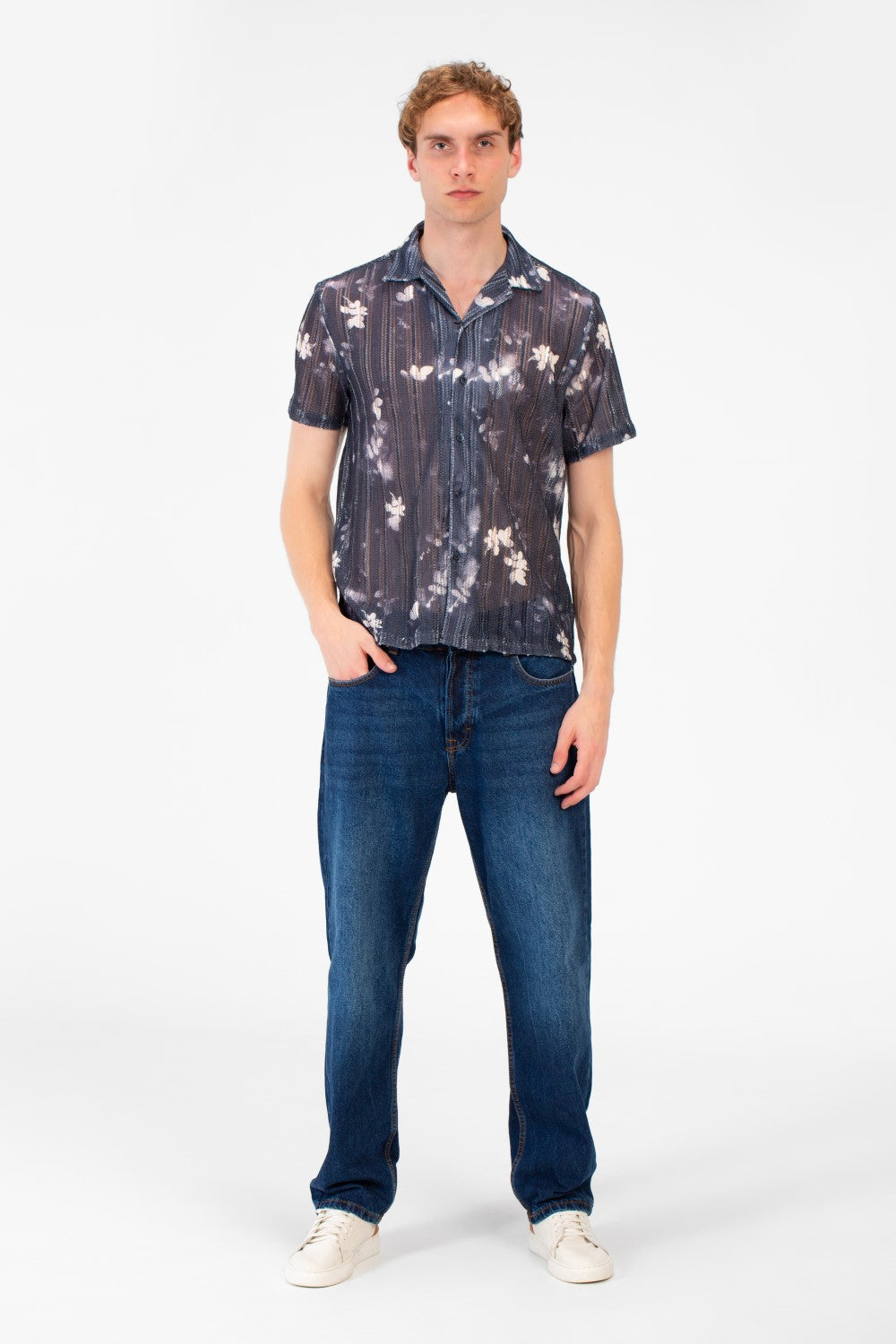 Men's Slim Fit Jakar Half Sleeve Mesh Shirt