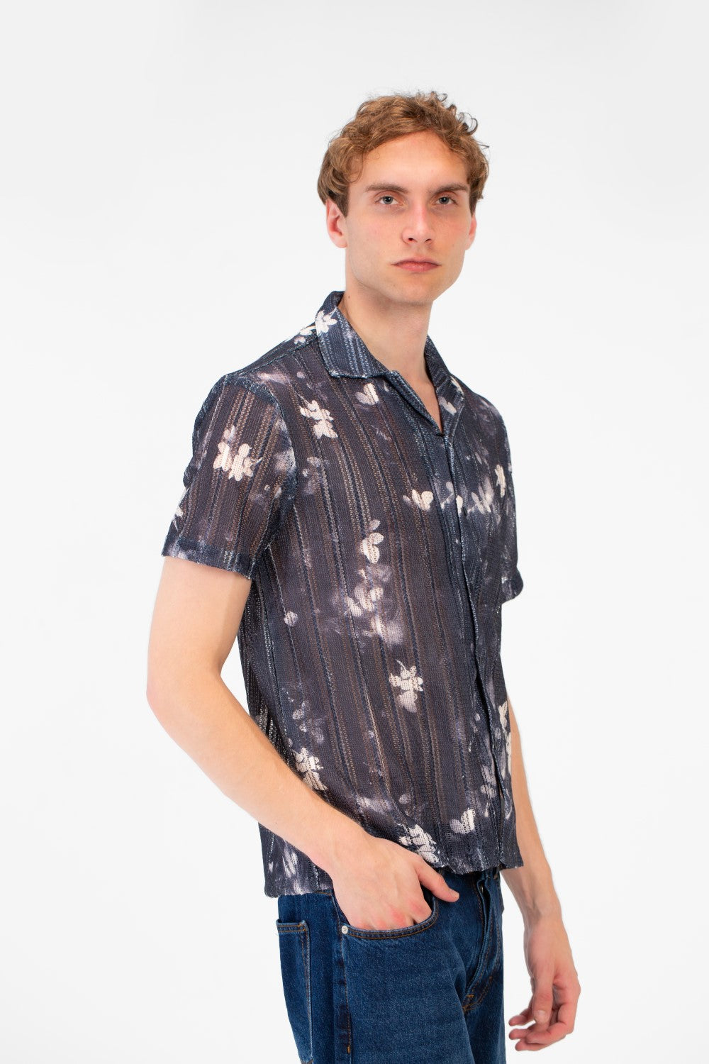 Men's Slim Fit Jakar Half Sleeve Mesh Shirt