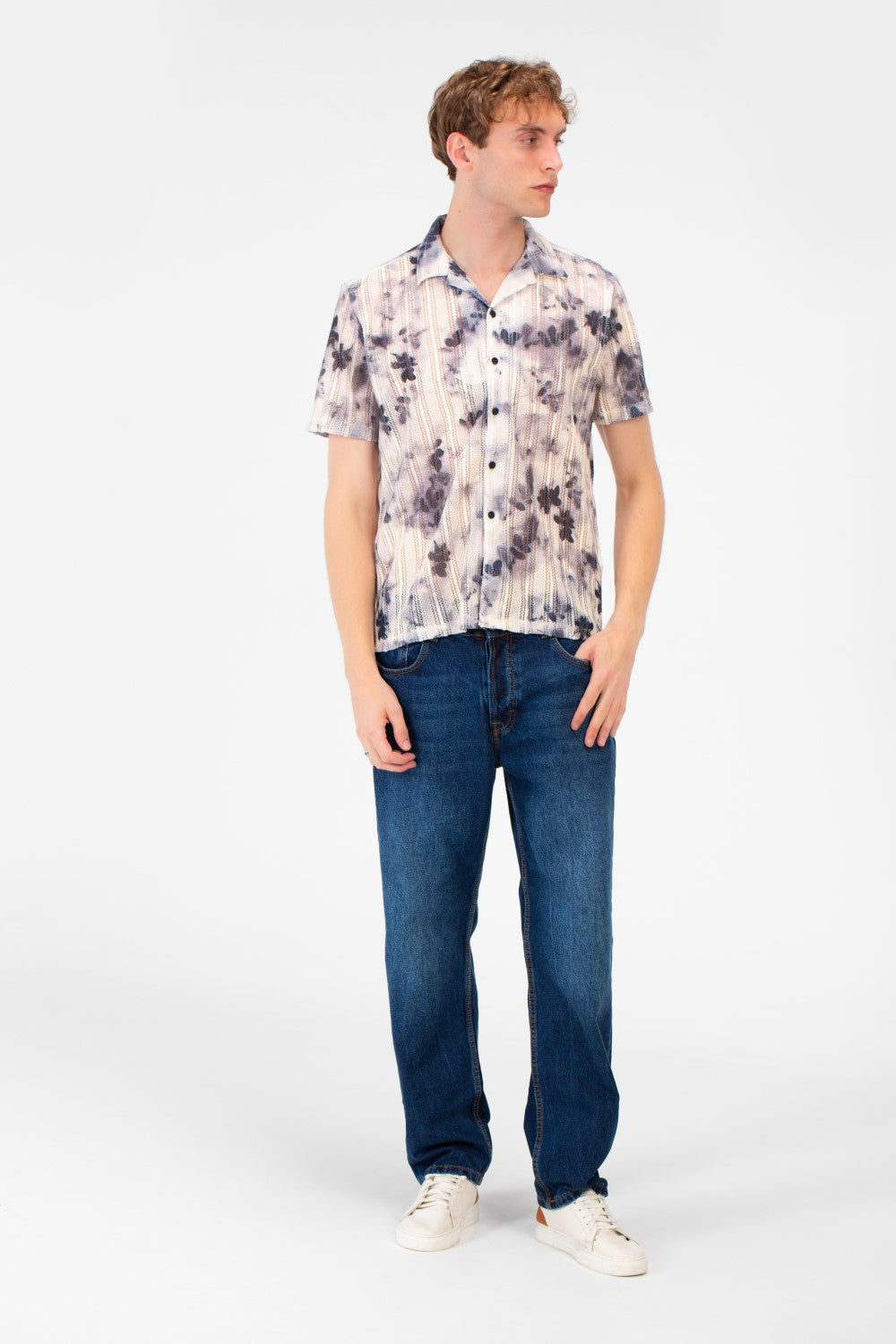 Men's Slim Fit Jakar Half Sleeve Mesh Shirt